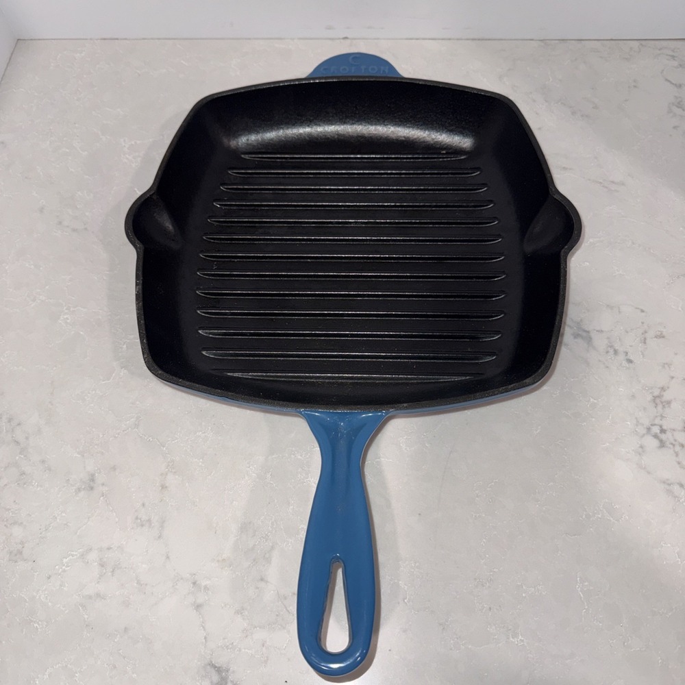 Crofton Enameled Cast Iron Square Griddle Skillet -11" Diameter